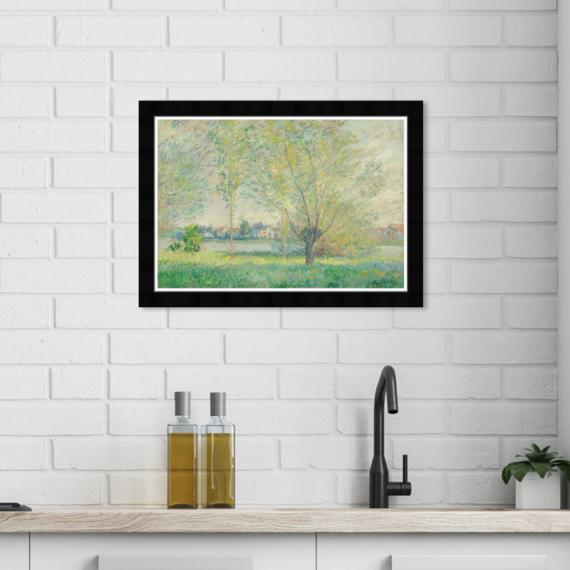 «Kunsh Claude Monet - The Willows», impression encadrée sur papier par Wynwood Studio, Cadre noir