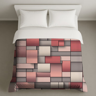 Pink Gray Rectangular Blocks Duvet Covers