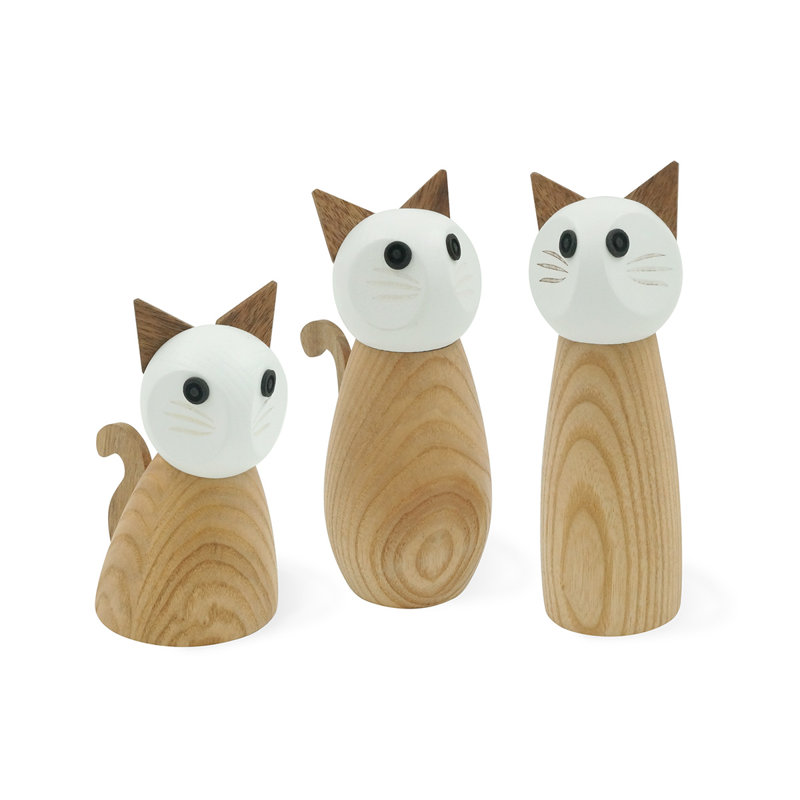 Cat-Shaped Wooden Salt and Pepper Mill Grinder