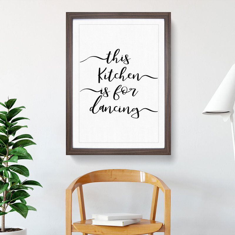This Kitchen Is for Dancing - Picture Frame Typography, 90cm H x 65cm W x 2cm D, Walnut