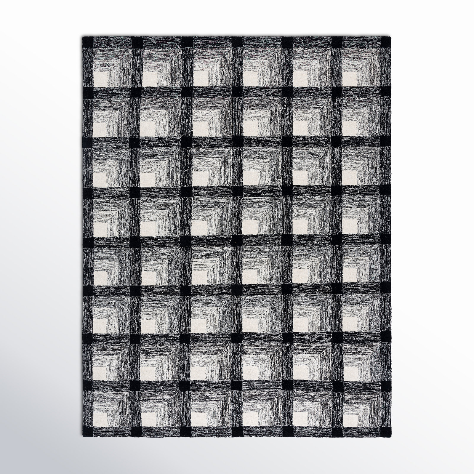 Robbie Handmade Wool Charcoal / Ivory Rug, Rectangle 8' x 10'