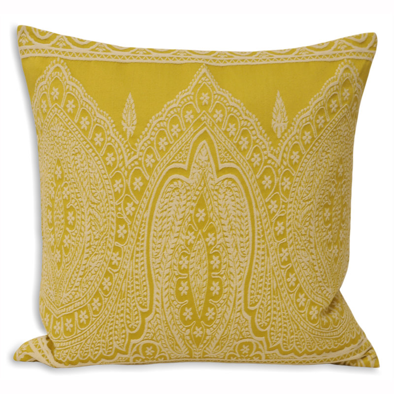 Savla Paisley Yellow Square Cushion