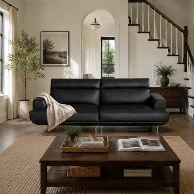 Modern Home Style Sofa with Soft Top Grain Leather Upholstery Comfortable and Stylish Seating for Living Room Contemporary Design Durable and Easy to Maintain