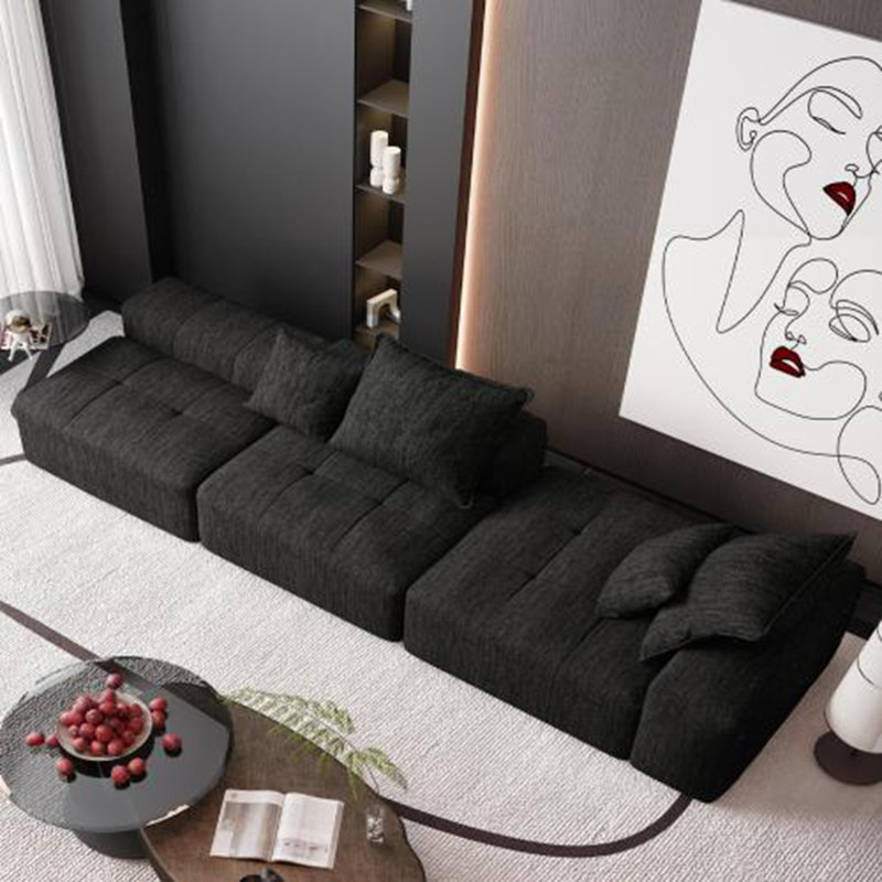 Canapé modulaire surdimensionné moderne avec repose-pieds, Noir