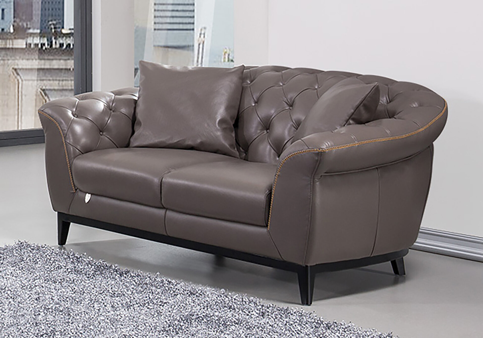 70.08 Genuine Leather Standard Sofa Cushion Loveseat Corrigan Studio Fabric: Dark Gray Genuine Leather