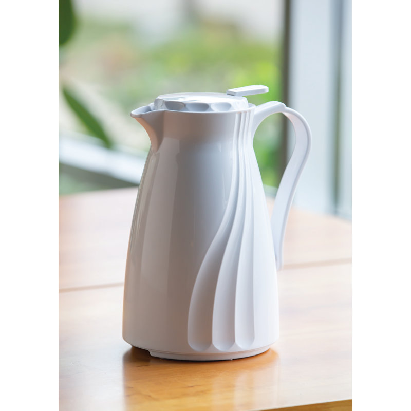 Foam Insulated Push Button Carafe, White, 9.75" H x 6" W x 8" D