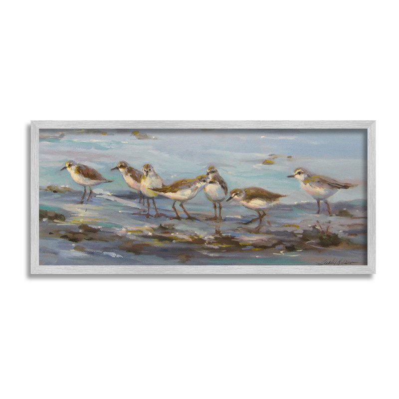 «Sandpiper Flock on Shore», estampe numérique par Sandy Nelson, Estampe numérique Farmhouse, H 10 po x l 24 po