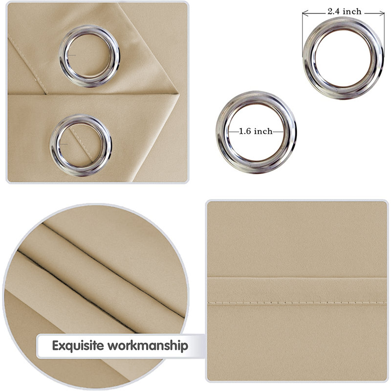 100 % Polyester Blackout Eyelet Synthetic Room Darkening Thermal Curtain (Set of 2), Cream, 167cm Width x 137cm Drop