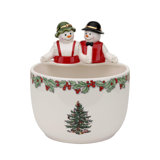 Spode Christmas Tree Figural Mr. and Mrs. Snowman Dining Bowl