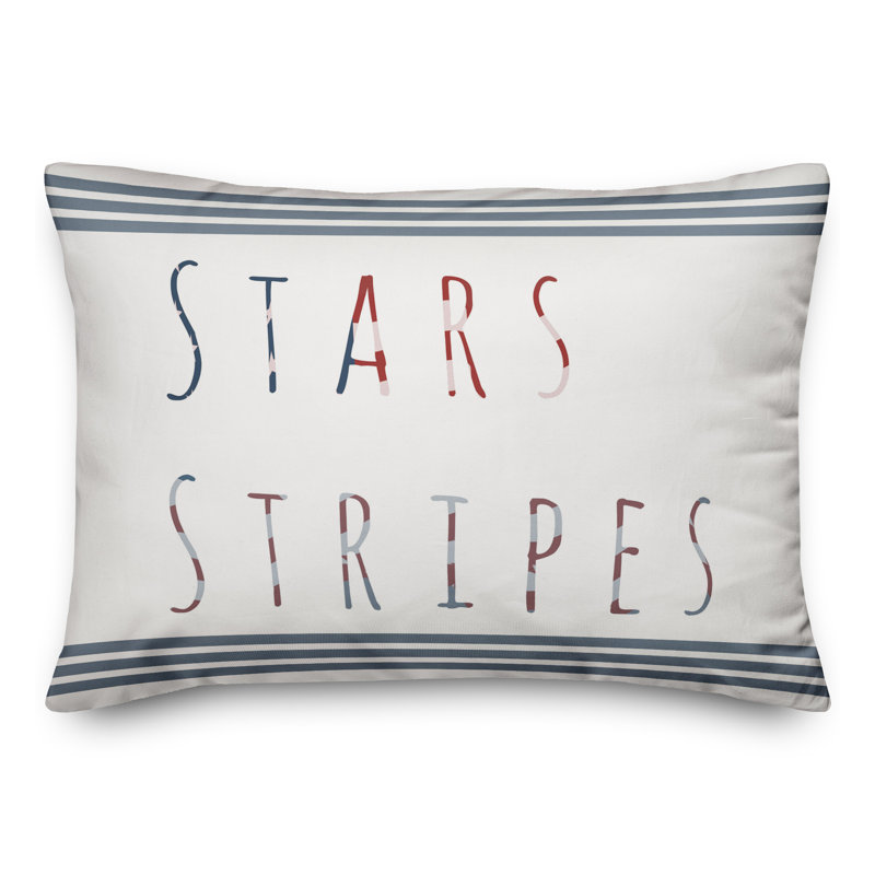 Stars and Stripes Typography Rectangular Pillow Cover and Insert