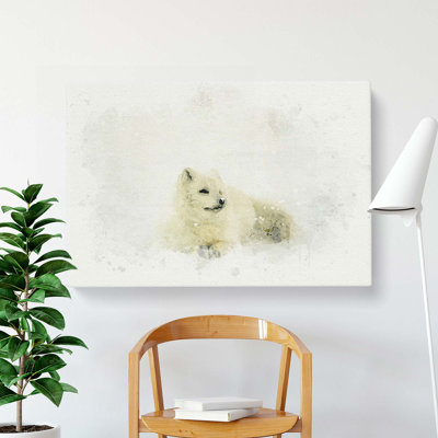 Resting Arctic Fox In Abstract