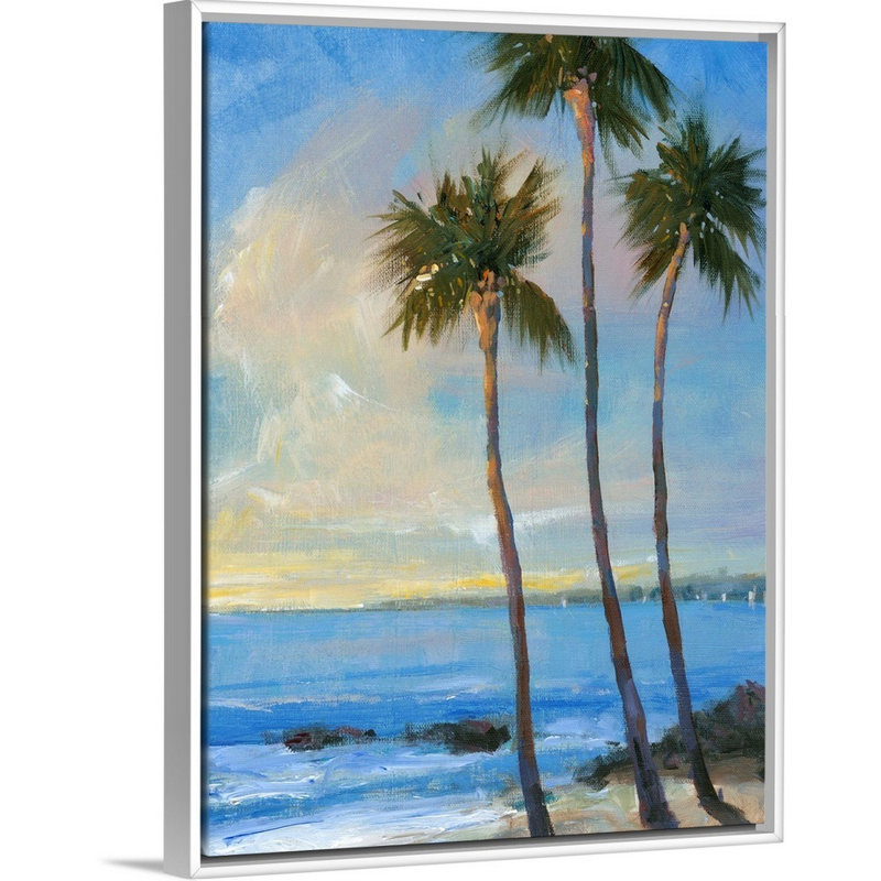 Art mural sur toile Tropical Breeze II, Toile avec cadre blanc, H 16 po x l 12 po x P 1,75 po