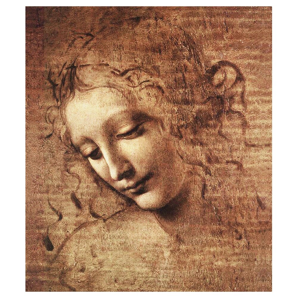 Leinwandbild Junge Frau mit zerzausten Haaren von Leonardo Da Vinci