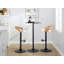 Tabouret réglable avec pivot en métal noir, bois de zèbre et similicuir blanc avec repose-pieds arrondi en T - ensemble de 3-129461280