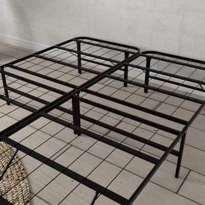 Plateforme de lit en acier noir pour très grand lit - installation de base en 5 minutes, supporte 2 000 lb, réduit le bruit de 14 po de hauteur, structure renforcée, aucun sommier requis