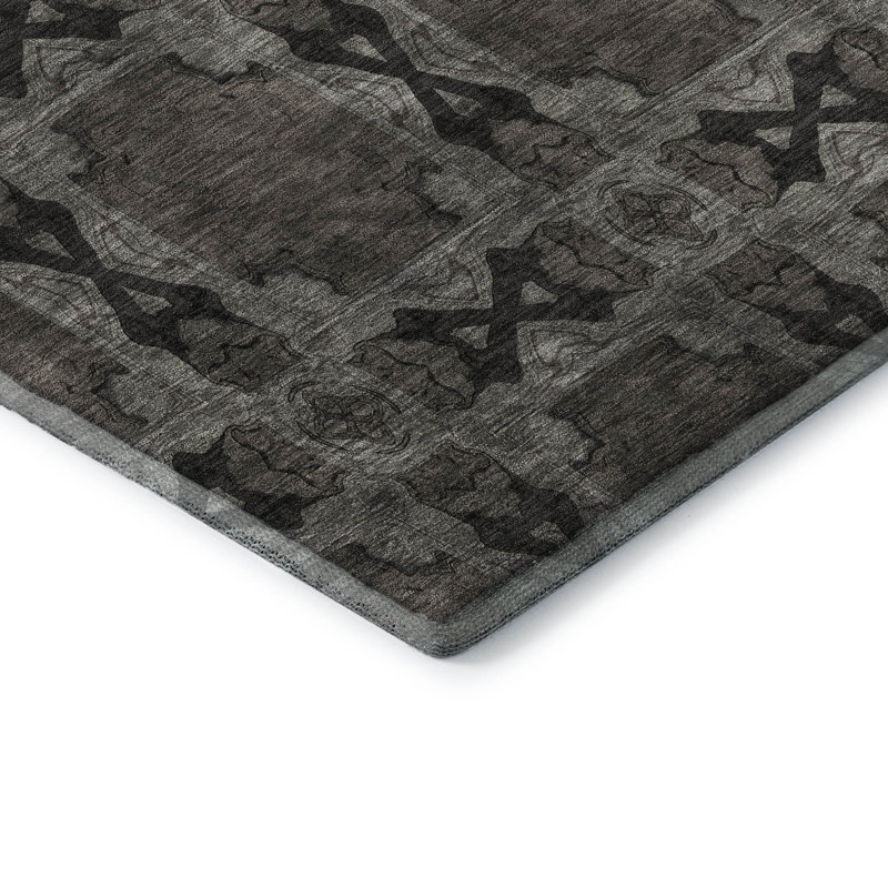 Tapis gris Cerrito AMF564 lavable à la machine de qualité supérieure, Rectangulaire 8 pi x 10 pi
