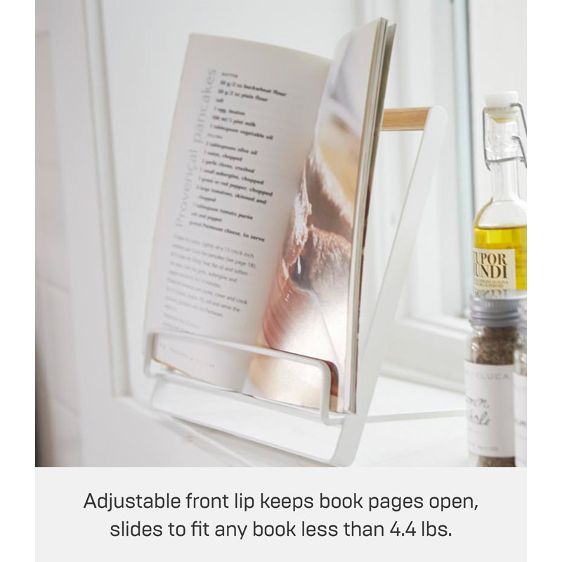 White Steel and Wood Cookbook and Tablet Stand