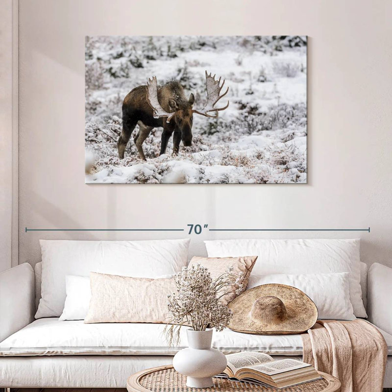 Orignal d'hiver Brampt en Alaska, H 30 po x l 45 po