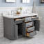 60" Palace Collection Quartz Carrara Cashmere Grey Bathroom Vanity Set With Hardware And F2-0012 Faucets in Chrome Finish-314139938-314139937