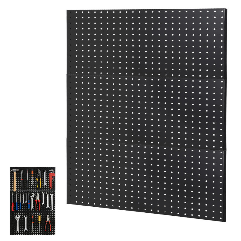 Heavy Duty Metal Pegboard Panels for Garage & Workshop – 12"x24" Steel Wall Organizer, Flexible Layout Tool Storage Rack, Ideal for Home, Kitchen, Craft Room – Set of 3 Boards – Three-Piece Pegboard