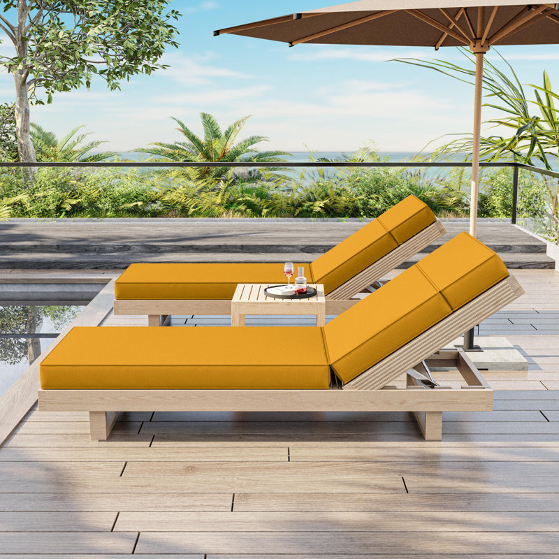 Coussin de chaise longue d'extérieur Wynee, Jaune, L 25,8 po x P 79,75 po