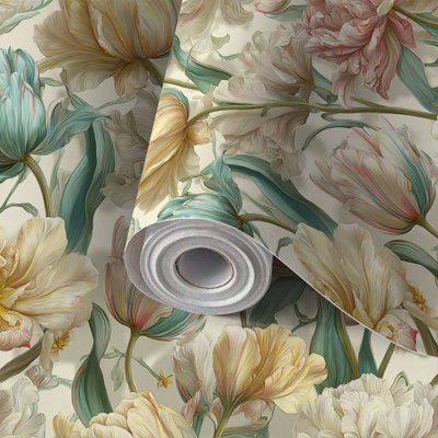 Papier auto-adhésif à peler et à coller à motif floral élégant, transparent, adhésif et amovible, 17,7 po x 118 po (45 x 300 cm)