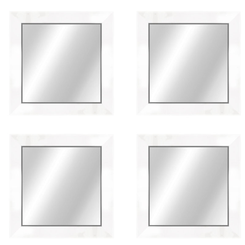 Metropolis Flat Beveled Wall Mirror, High Gloss White