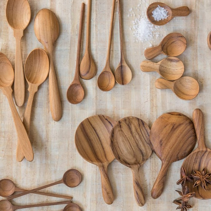 Teak Thin Spoons, Medium, Set of 4