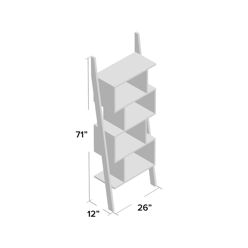 Akyrie 71''H 5-Shelf Wood Display Bookcase