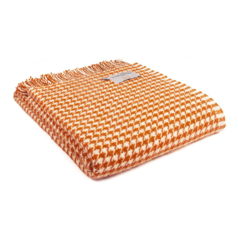 Lifestyle Houndstooth Throw - 140X183cms Tweedmill Blanket, Pumpkin