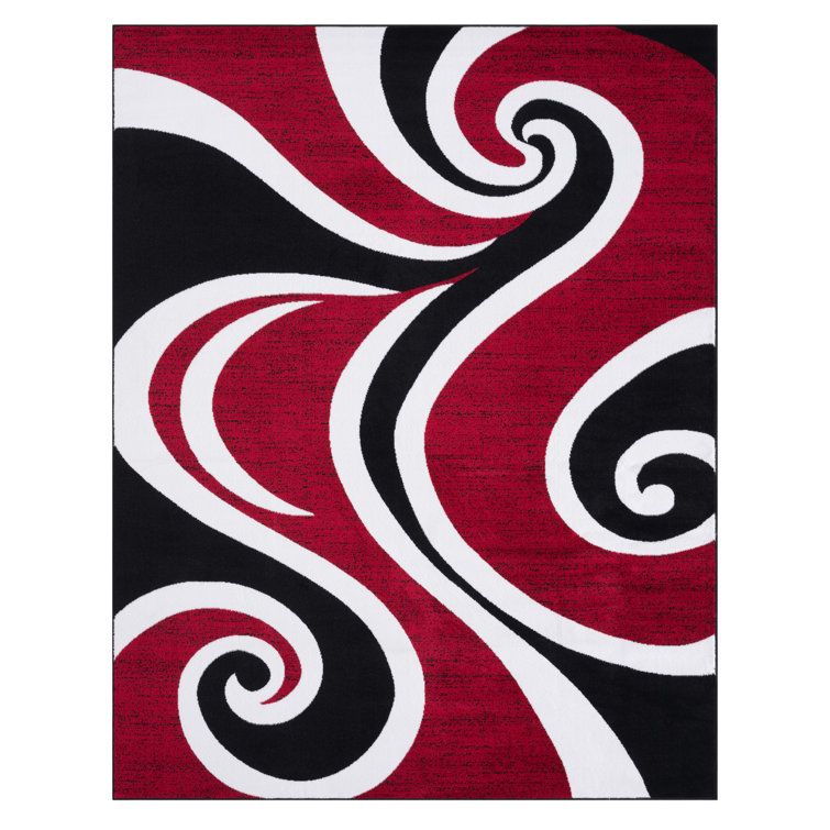 Collingwood Abstract Red/Black/White Area Rug