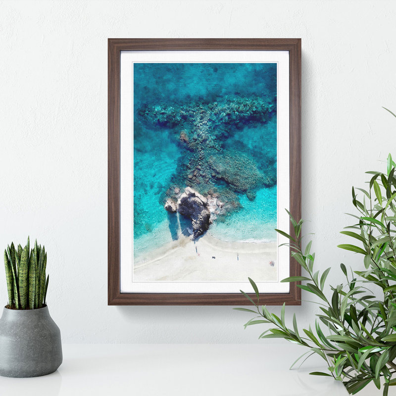 Above Monterosso Al Mare in Cinque Terre Italy - Picture Frame Graphic Art, 36cm H x 27cm W x 2cm D, Walnut Framed
