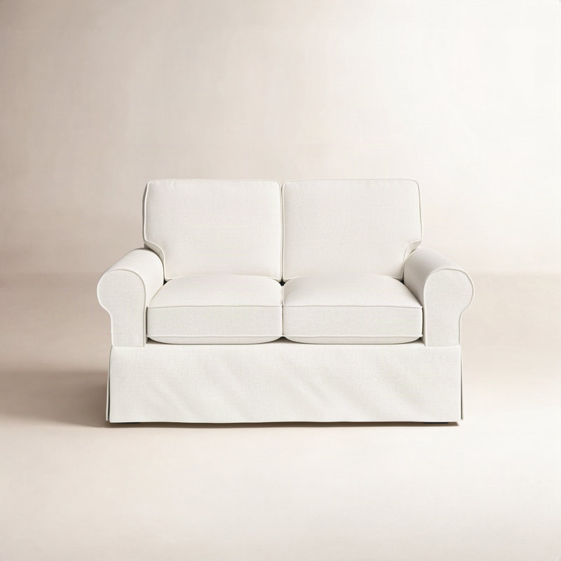 Porter 62'' Slipcovered Loveseat, Bayou Light Gray Canvas