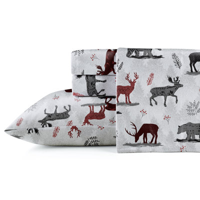 Pointehaven 180 GSM Printed Flannel 100% Cotton Deep Pocket Sheet Set
