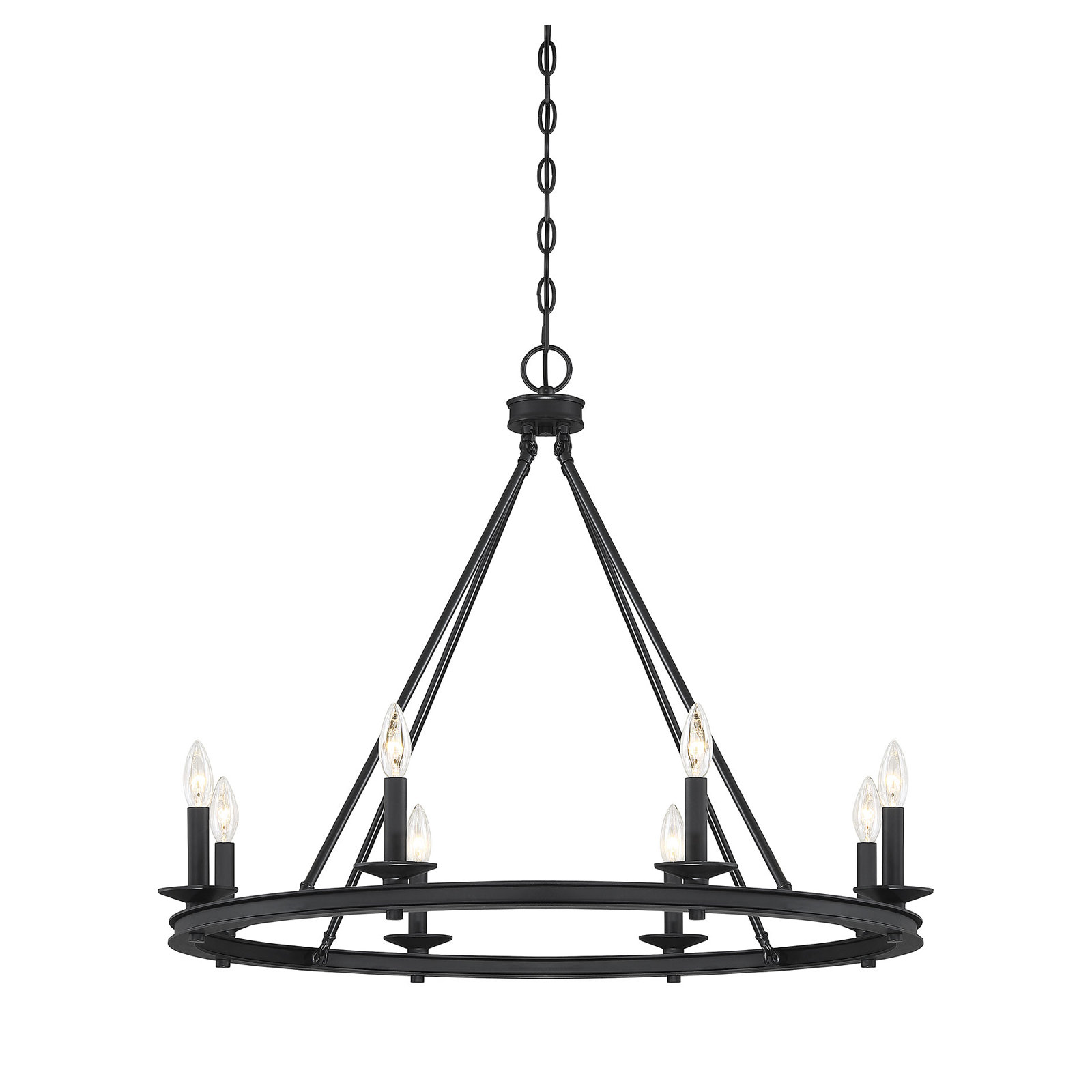 8 - Light Dimmable Chandelier, Classic Bronze, 25" H x 33" W x 33" D, 8