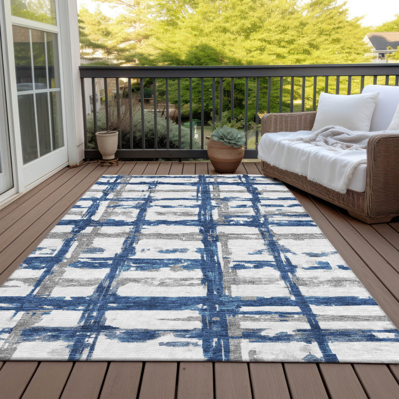 Mahaney Washable Striped Indoor / Outdoor Rug, Rectangle 10' x 14'
