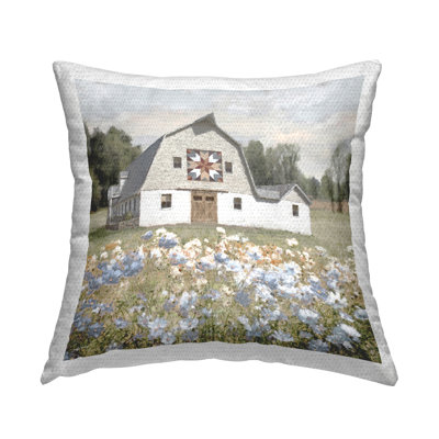 Meadow View & Barn Outdoor Printed Pillow by Amber Sterling