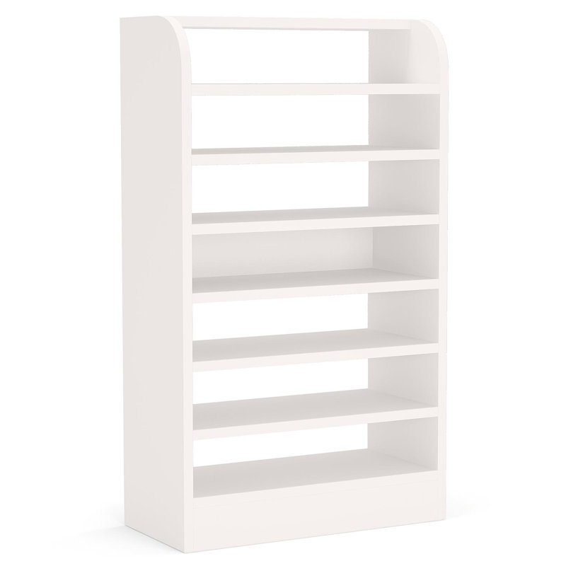 25.59" Width  White Shoe Rack, 8-Tier Tall Shoe Shelf, Wooden Shoe Storage Cabinet, White