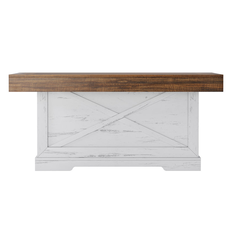 Rectangular Rustic Wood Coffee Table, White