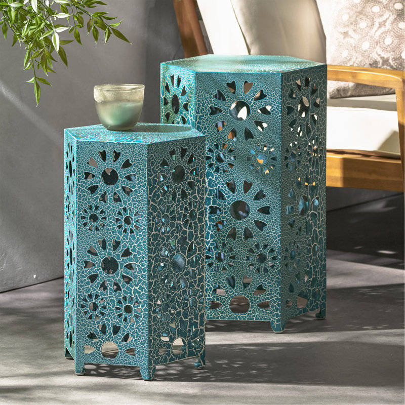 Ensemble de table d'appoint charmant pour un décor de patio polyvalent et fonctionnel, Sarcelle