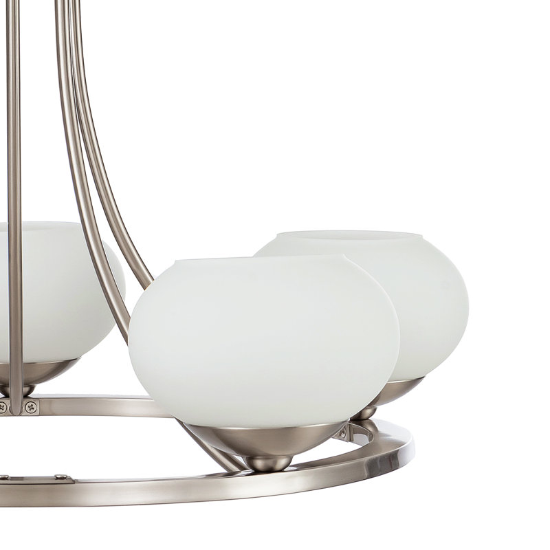  Bisque 5-Light Etched Opal Glass Chandelier