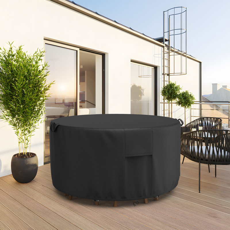 Waterproof Patio Table Cover for Round Patio Furniture Set, 27.5“ H x 110” W x 110“ D