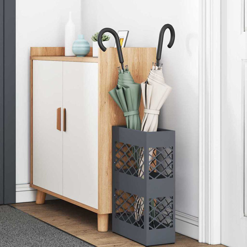 Umbrella Stand With Storage 28 X 12 X 41 Cm Steel, Anthracite