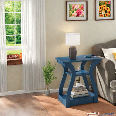 Table d'appoint multifonctionnelle avec station de charge - ports et prises USB, table de chevet et table de bout