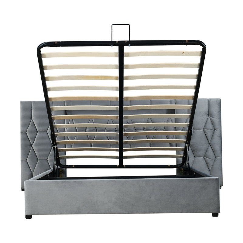 Nekane Upholstered Bed, European Double (140 x 200cm), Grey