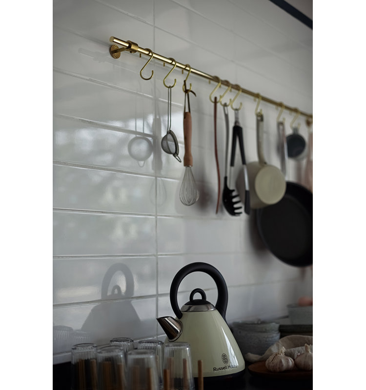 Solid Unlacquered Brass Kitchen Rails Pot Racks, 35.4"W