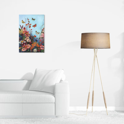 Impression sur toile bleue et florale
