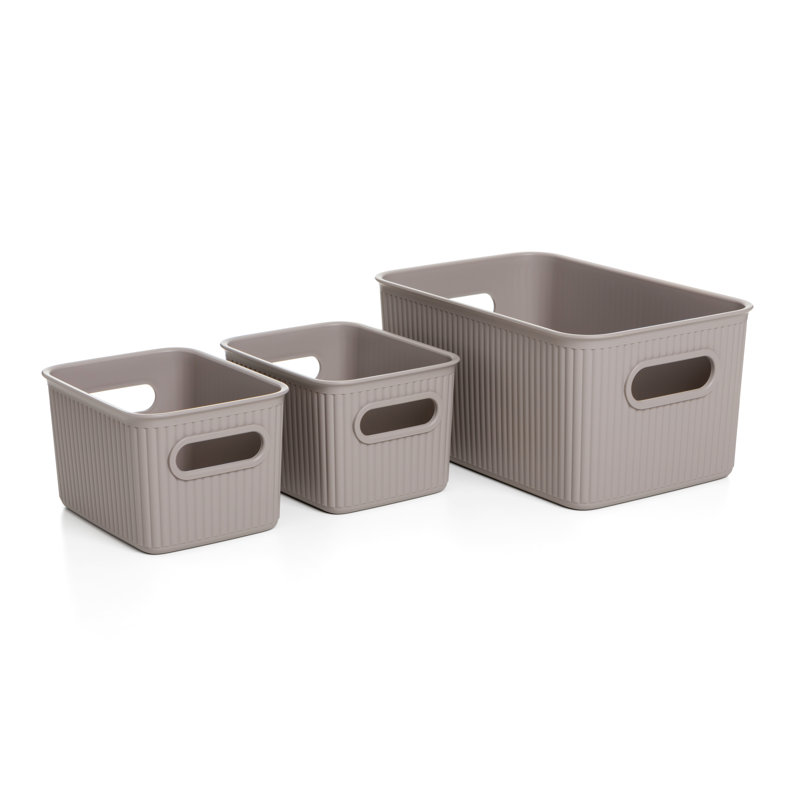 Ensemble de bacs en plastique 3 pièces, Taupe