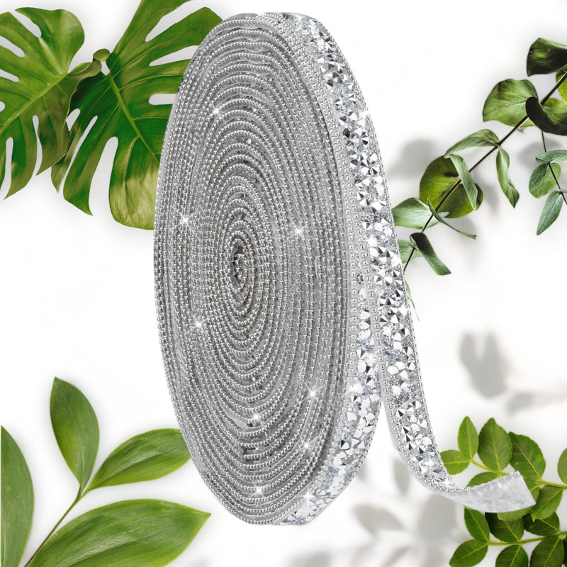 5 Yards Silver Rhinestone Ribbon Self-Adhesive