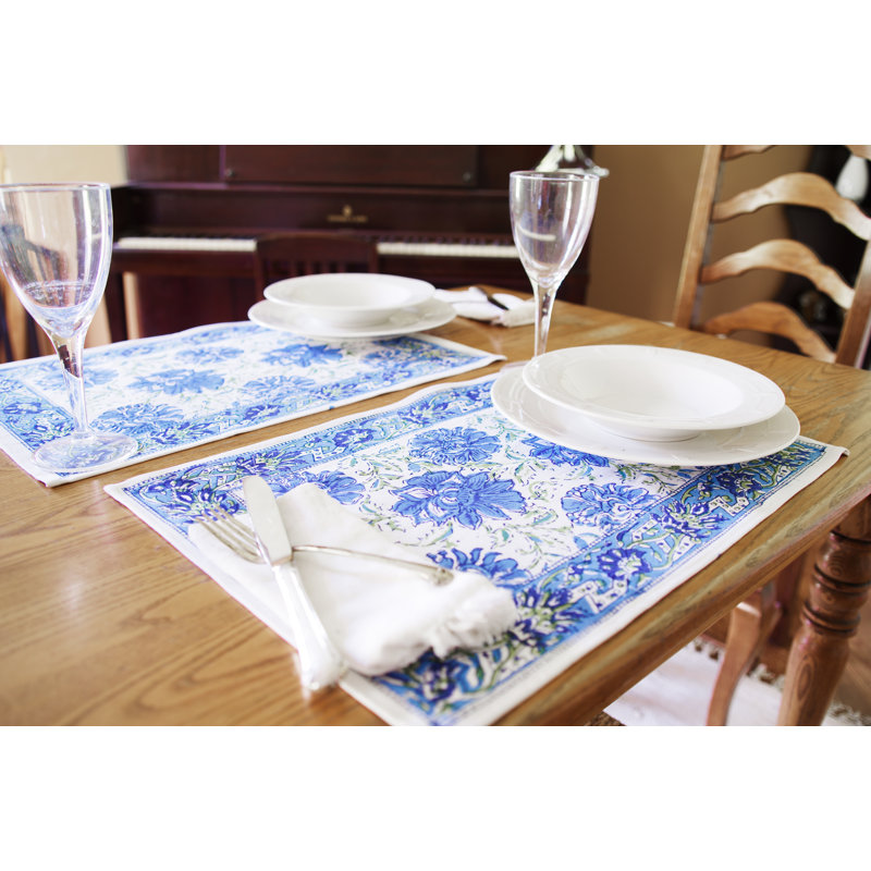 Lotus Flower Cotton Floral Rectangle Placemat